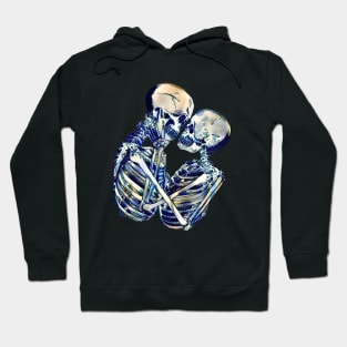 Skeleton in love, style big wave japan painting, love is forever, valentine's day Hoodie